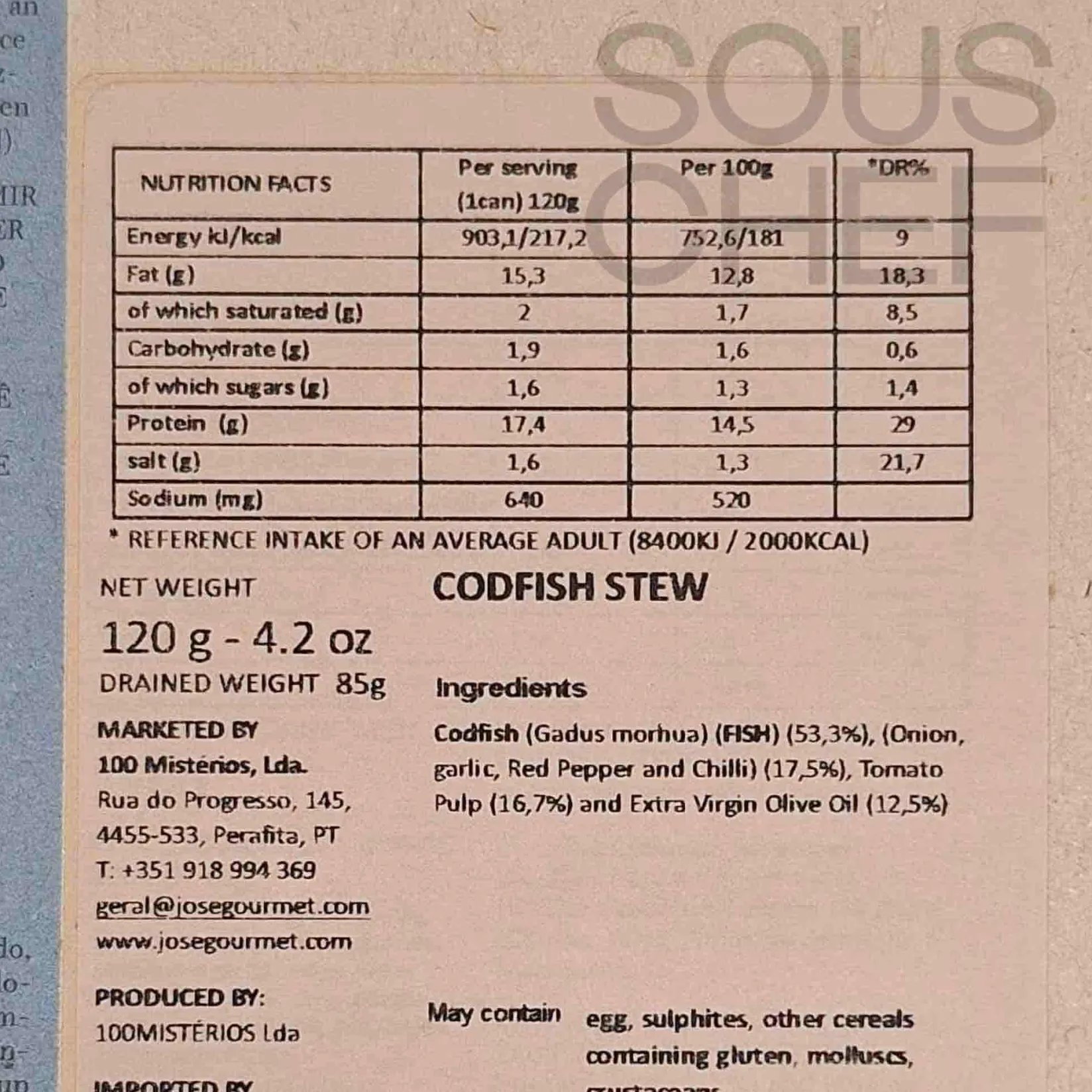 New Codfish Stew, 120g Ingredients Brands|Tinned Fish & Seafood