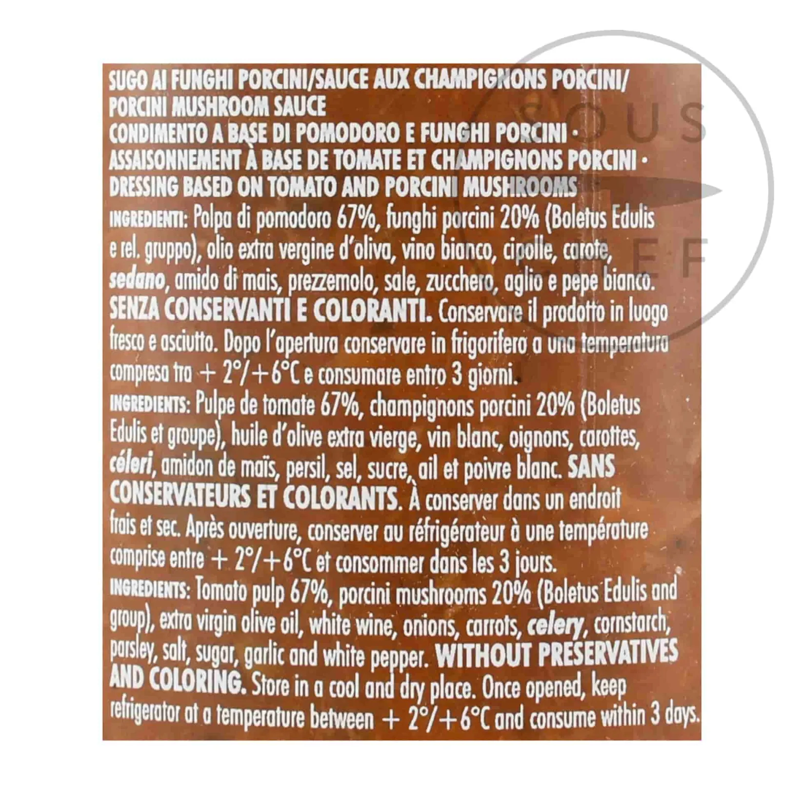 Porcini Mushroom Pasta Sauce, 225g Ingredients Brands|Italian Ingredients