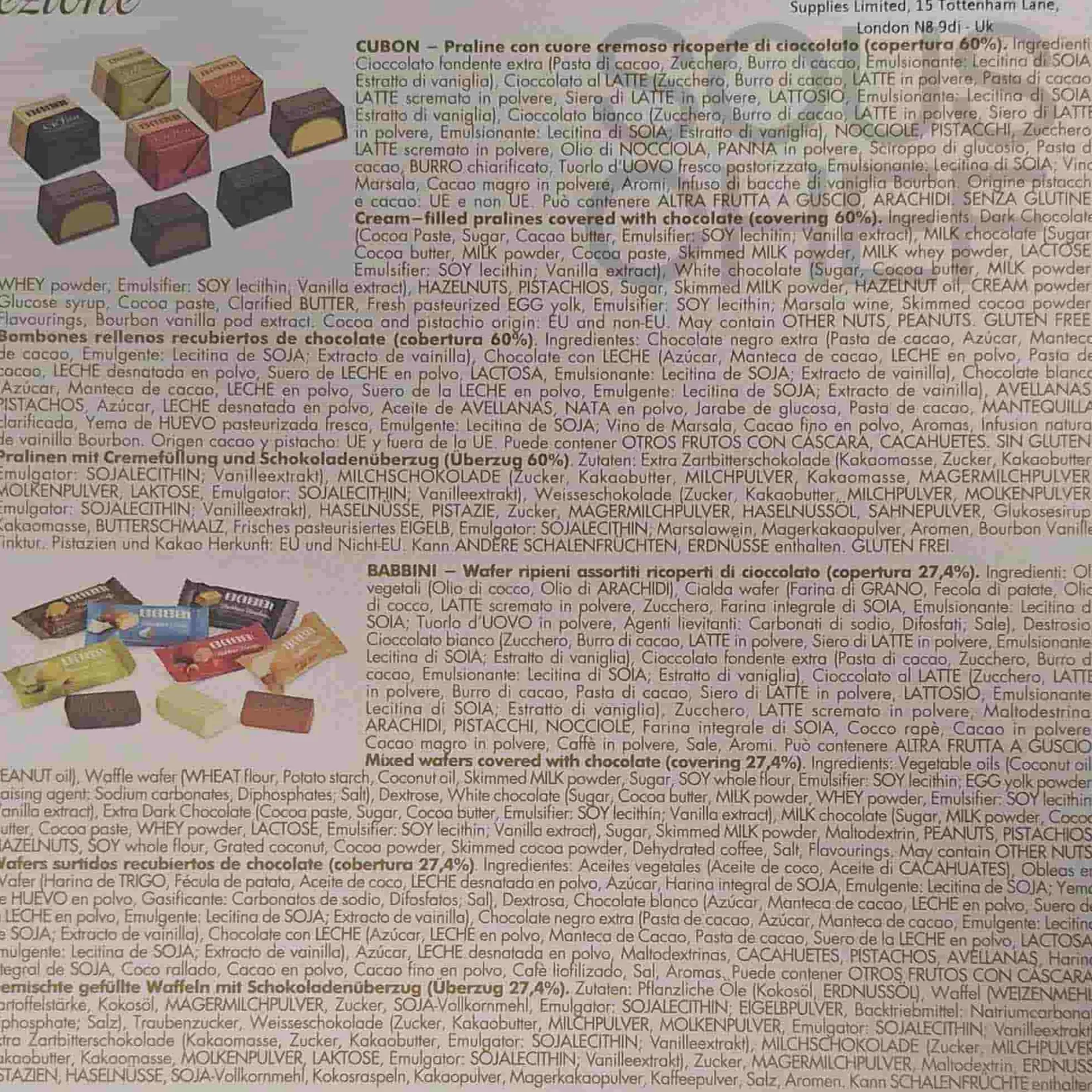 Online Luxury Wafer & Chocolate Praline Selection, 458g Ingredients Brands|Italian Ingredients