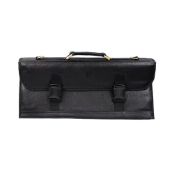 New Black Buffalo Leather Knife Bag, 11 Slots Kitchen Knives