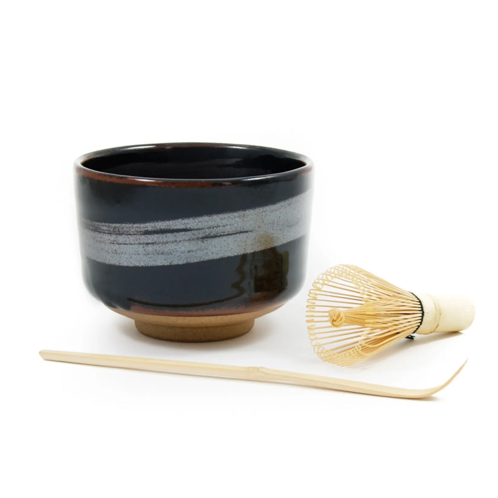 Black Glaze Matcha Bowl Set Japanese Ingredients|Japanese Tableware