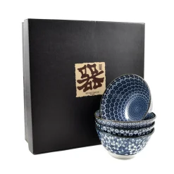 Outlet Blue & White Rice Bowl Boxed Gift Set Tableware Brands|Japanese Ingredients