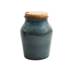 Blue Glaze Salt Pot with Cork Lid Tableware Brands
