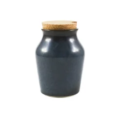 Blue Glaze Salt Pot with Cork Lid Tableware Brands
