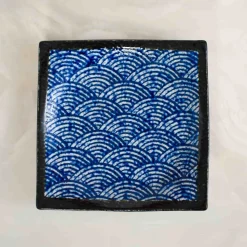 New Blue Wave Large Square Plate, 23.5cm Japanese Ingredients|Plates