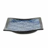 Blue Wave Medium Square Plate, 17.5cm Japanese Ingredients|Plates
