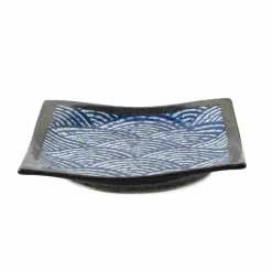Blue Wave Medium Square Plate, 17.5cm Japanese Ingredients|Plates