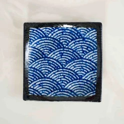 Blue Wave Medium Square Plate, 17.5cm Japanese Ingredients|Plates