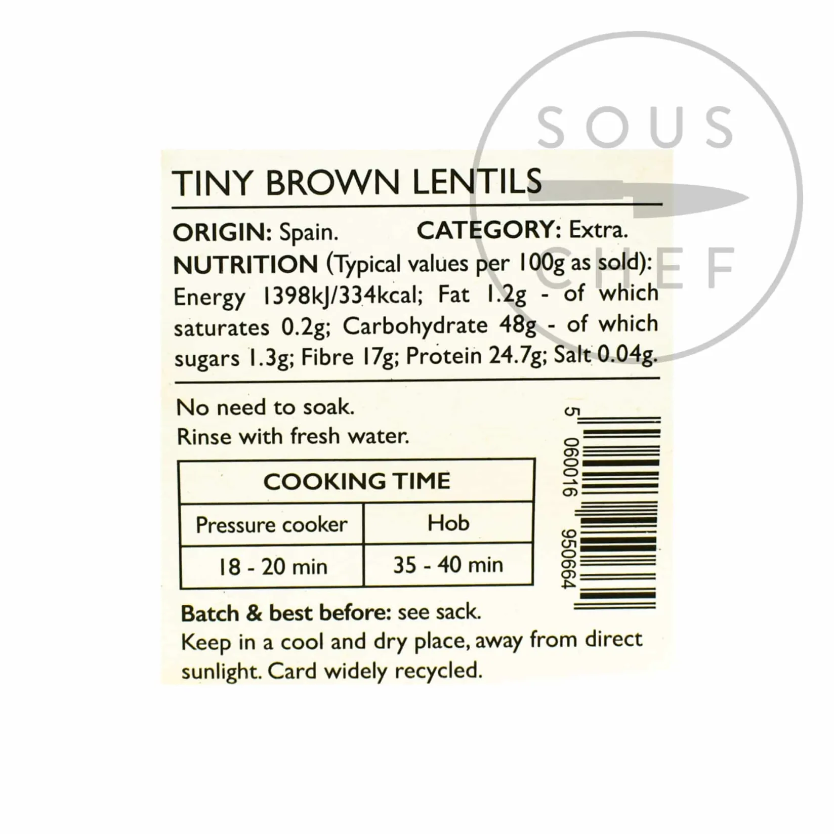 Clearance Epic Pardina Lentils in Cloth Sack, 500g Spanish Ingredients|Pasta, Rice & Beans