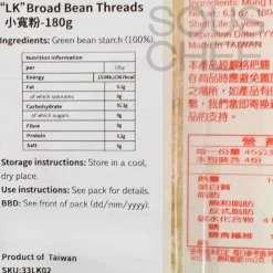 Discount Broad Bean Threads, Wide Glass Noodles, 180g Ingredients Brands