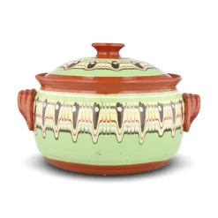 Bulgarian Troyan Mint Green Terracotta Cooking Pot Baking Supplies & Equipment