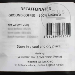 Sale Decaffeinated 100% Arabica Ground Coffee, 250g Ingredients Brands|Drinks