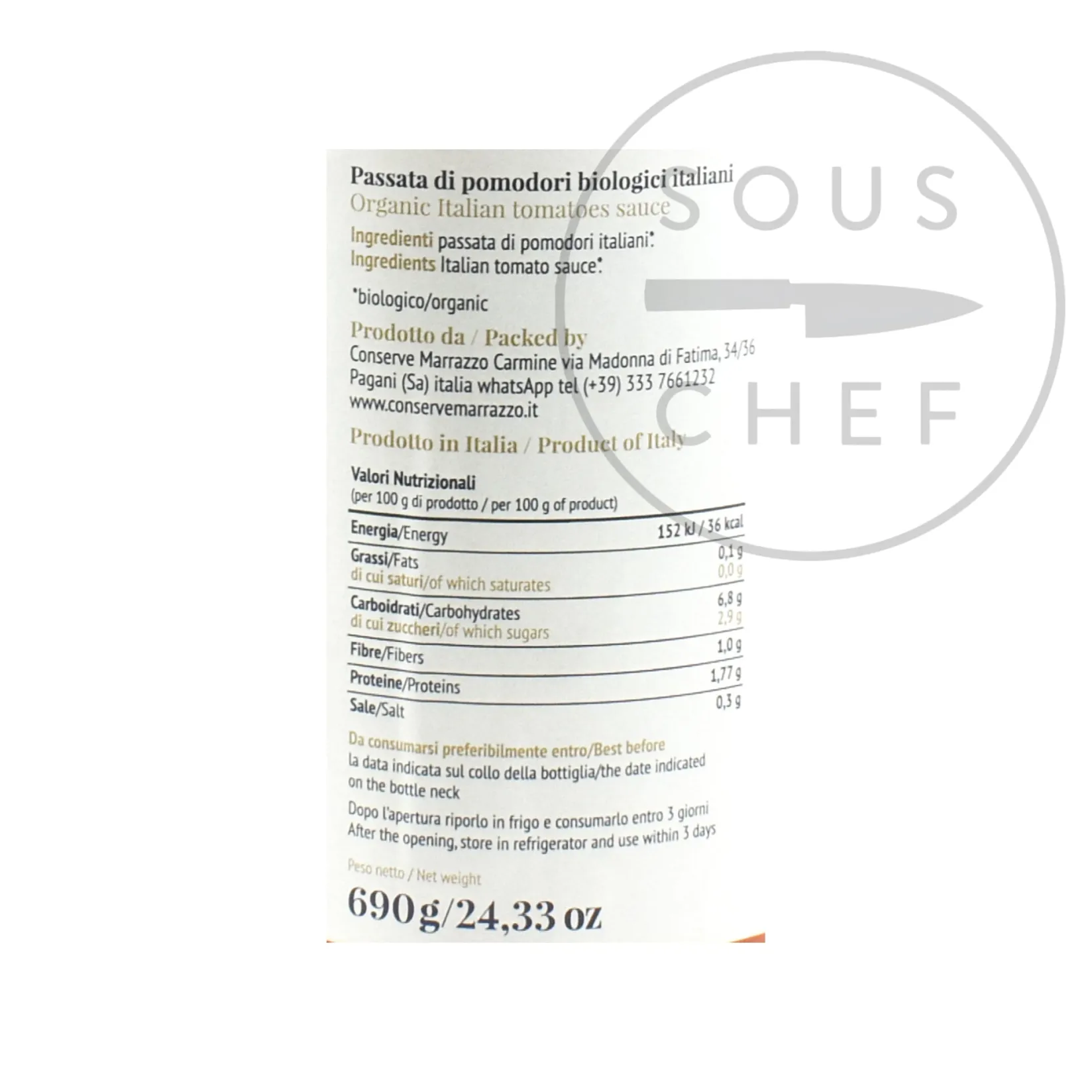 New Organic Tomato Passata, 690ml Italian Ingredients|Vegetables