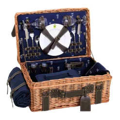 Sale Champs-Elysees Navy Picnic Hamper Tableware Brands|Picnicware