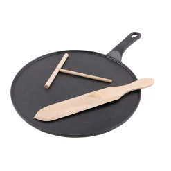 Hot Black Cast Iron Crepe Pan, 30cm Pots & Pans