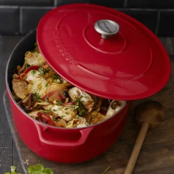 New Red Cast Iron Oval Dutch Oven, 29cm Pots & Pans