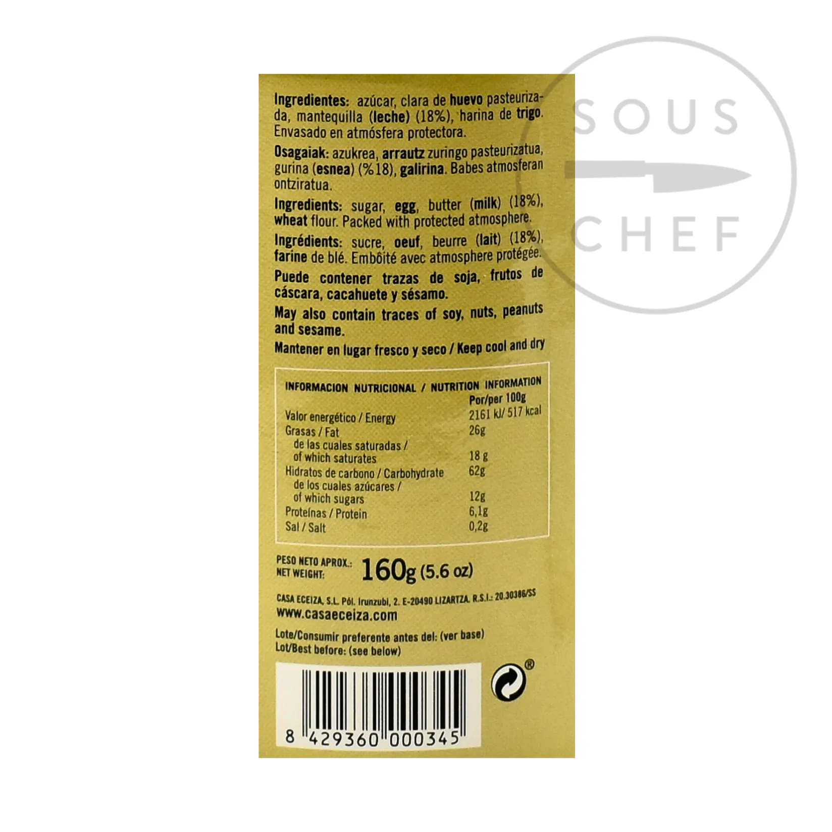 Sale Cigarrillos, 160g Spanish Ingredients|Chocolate & Sweets