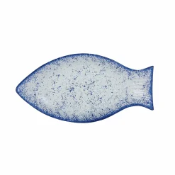 Online Cobalt Blue Rim Glass Fish Serving Platter, 31x16cm Tableware Brands