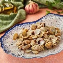 Sale Cobalt Blue Rim Glass Scallop Serving Platter, 25cm Tableware Brands