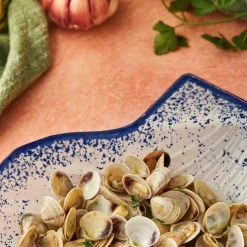 Best Cobalt Blue Rim Glass Scallop Serving Dish, 18cm Tableware Brands