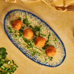 Cobalt Blue Rim Glass Serving Tray, 34x17cm Tableware Brands