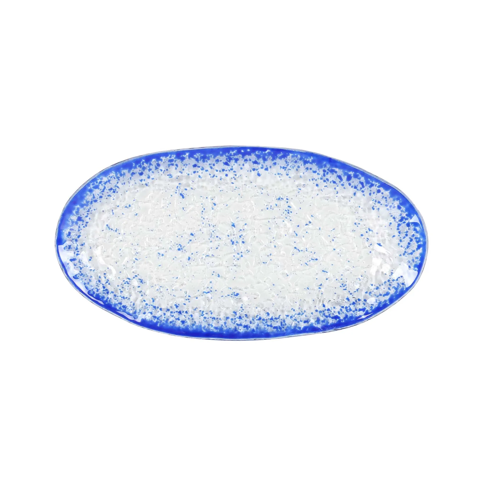 Hot Cobalt Blue Rim Glass Serving Tray, 26x14cm Tableware Brands