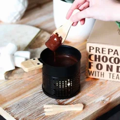 Chocolate Fondue with Tealight, Black Pots & Pans