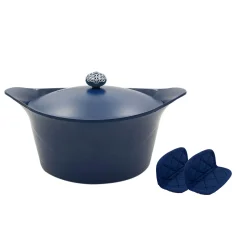 Sale Lightweight Non-Stick Dutch Oven with Pot Holders, Blue, BPA-Free Pots & Pans