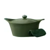 Best Lightweight Non-Stick Dutch Oven with Pot Holders, Green, BPA-Free Pots & Pans