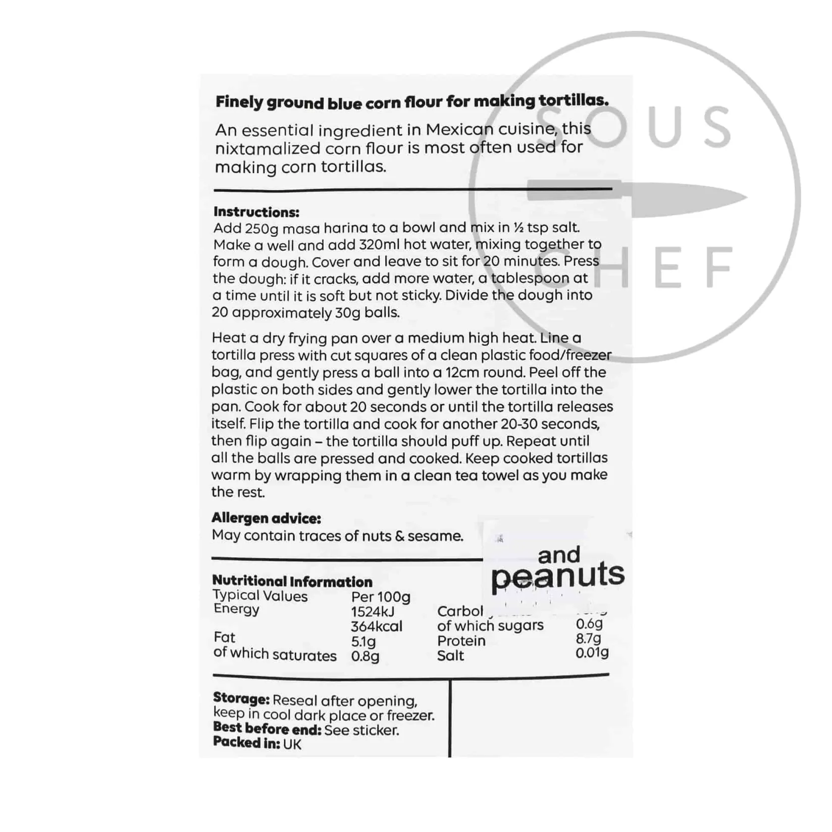 Hot Blue Masa Harina, 500g Ingredients Brands|Mexican Ingredients