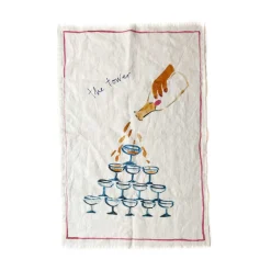 Discount Champagne Tower Linen Tea Towel Kitchen Textiles & Clothing
