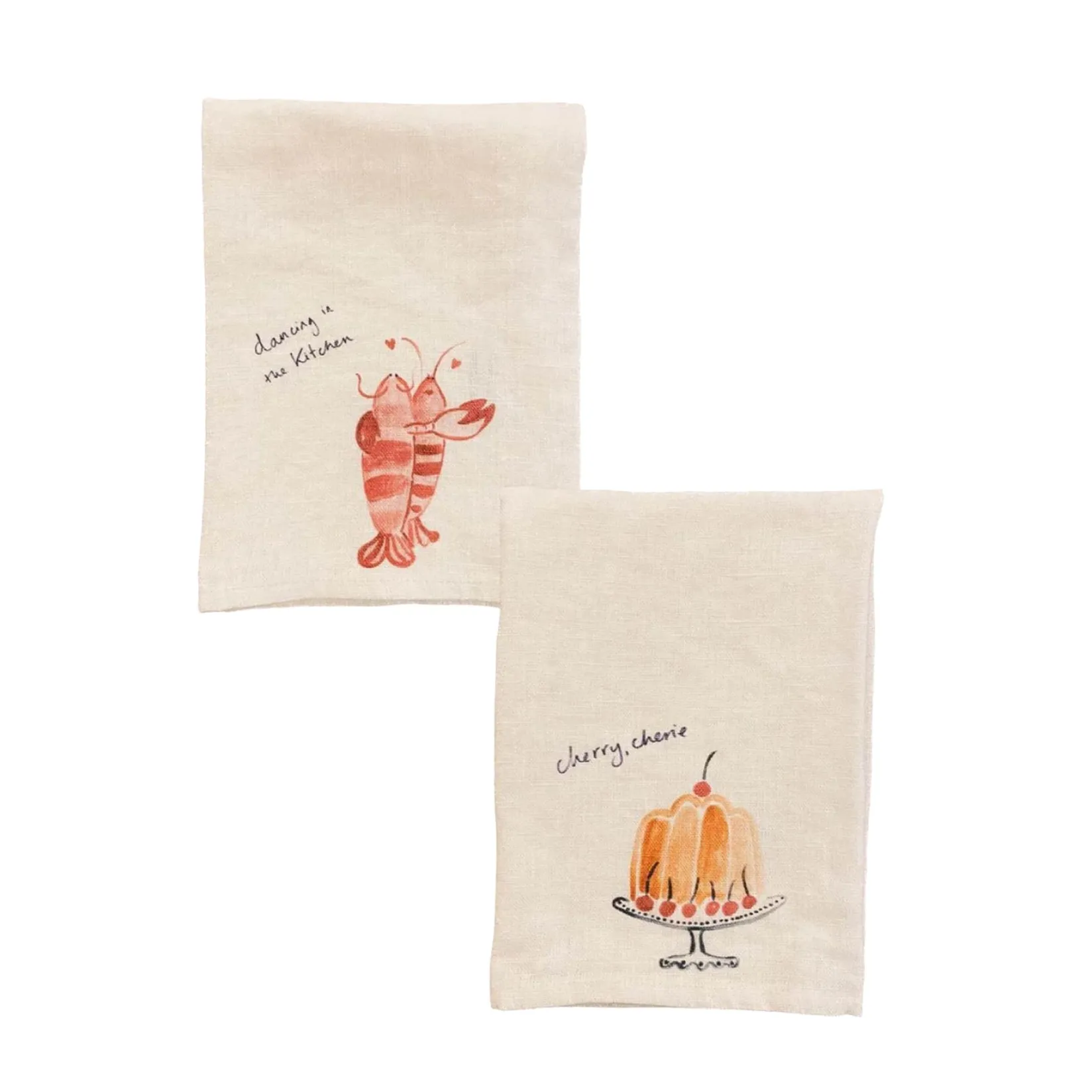 Outlet Set of 2 Dancing Lobsters & Cake Linen Napkins Table Setting|Kitchen Textiles & Clothing