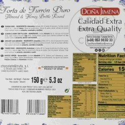 Hot Dona Jimena Turron Duro Round Cake, 150g Ingredients Brands|Spanish Ingredients