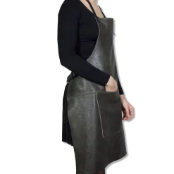 Hot Leather BBQ Apron in Vintage Grey Kitchen Textiles & Clothing