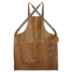 Leather Suspender Apron in Vintage Camel Kitchen Textiles & Clothing
