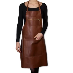 Best Leather Zipper Apron in Classic Brown Kitchen Textiles & Clothing
