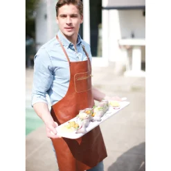 Best Leather Zipper Apron in Classic Brown Kitchen Textiles & Clothing