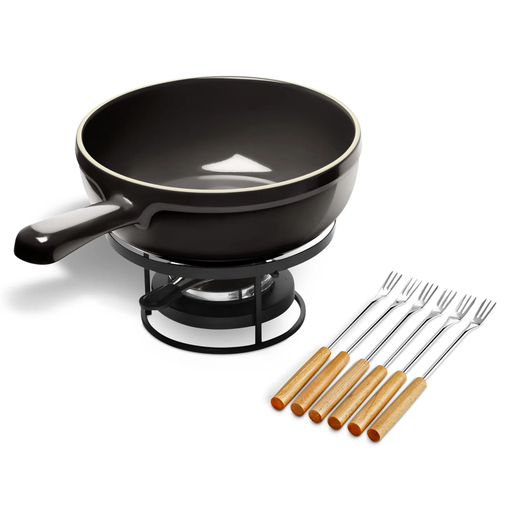 Sale Black Cheese Fondue Set, 22cm French Ingredients|Pots & Pans