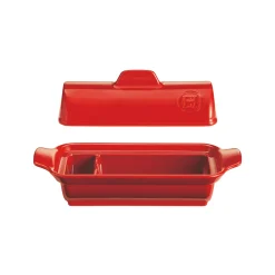 Sale Red Foie Gras Medallion Dish with Lid, 24.5x10cm French Ingredients|Baking Supplies & Equipment