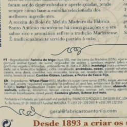 New Fabrica Madeira Sugarcane Honey Cake, 450g Ingredients Brands|Chocolate & Sweets