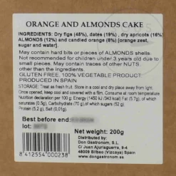 Clearance Fig, Orange & Almond Dried Fruit Cake, 200g Ingredients Brands|Spanish Ingredients
