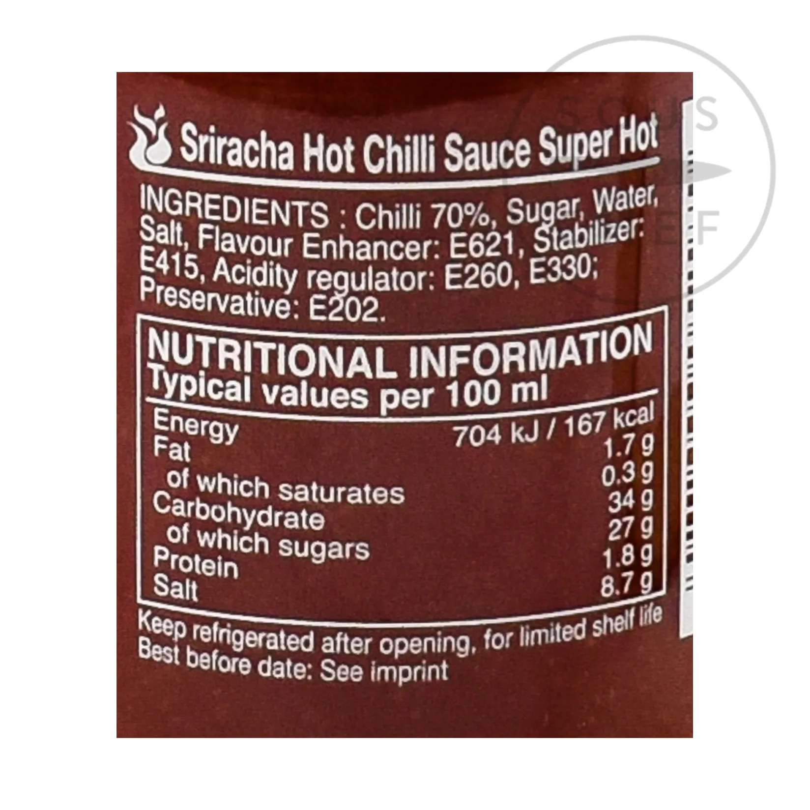 Outlet Sriracha Super Hot Chilli Sauce Ingredients Brands|Southeast Asian Ingredients