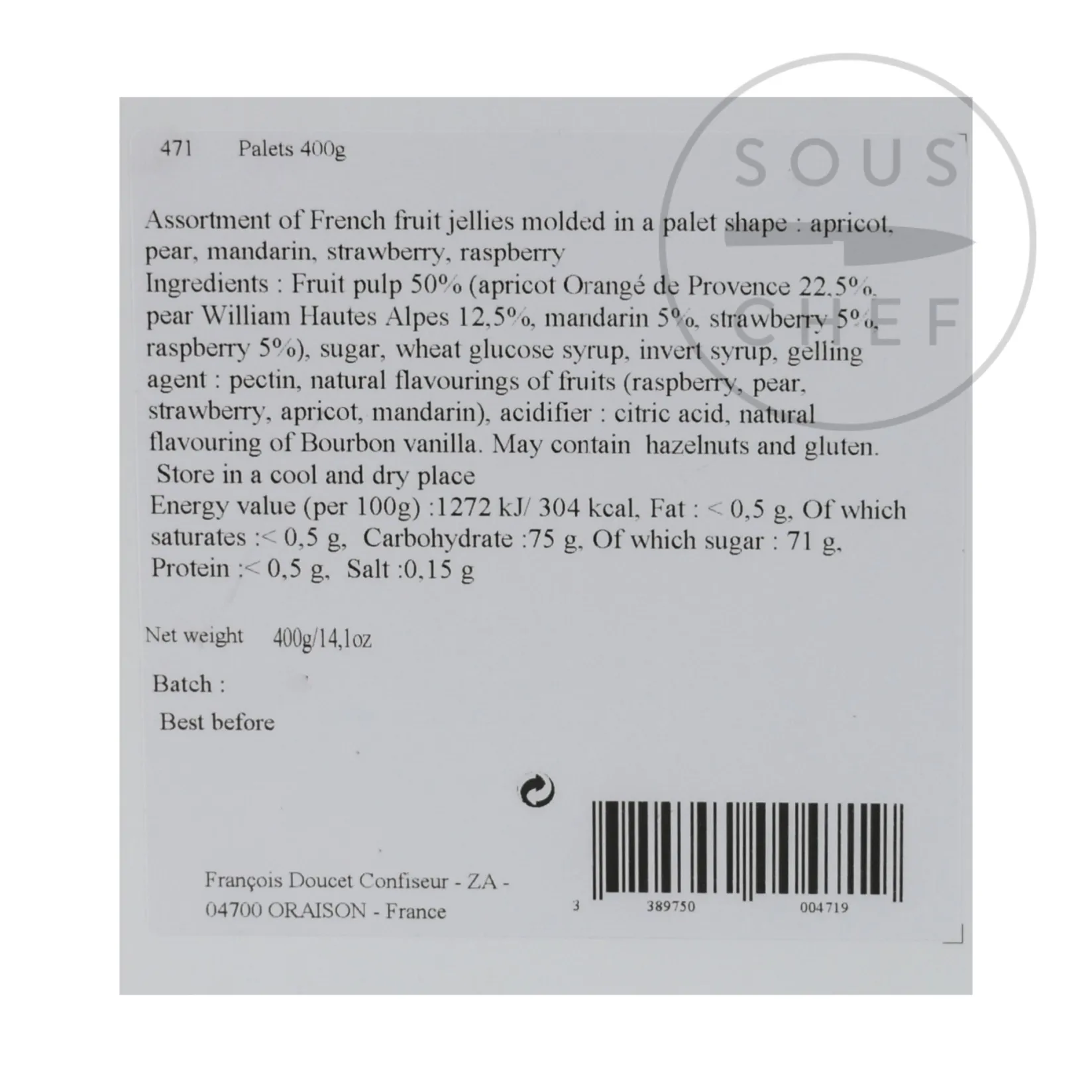 Fruit Jellies, 400g Ingredients Brands|French Ingredients