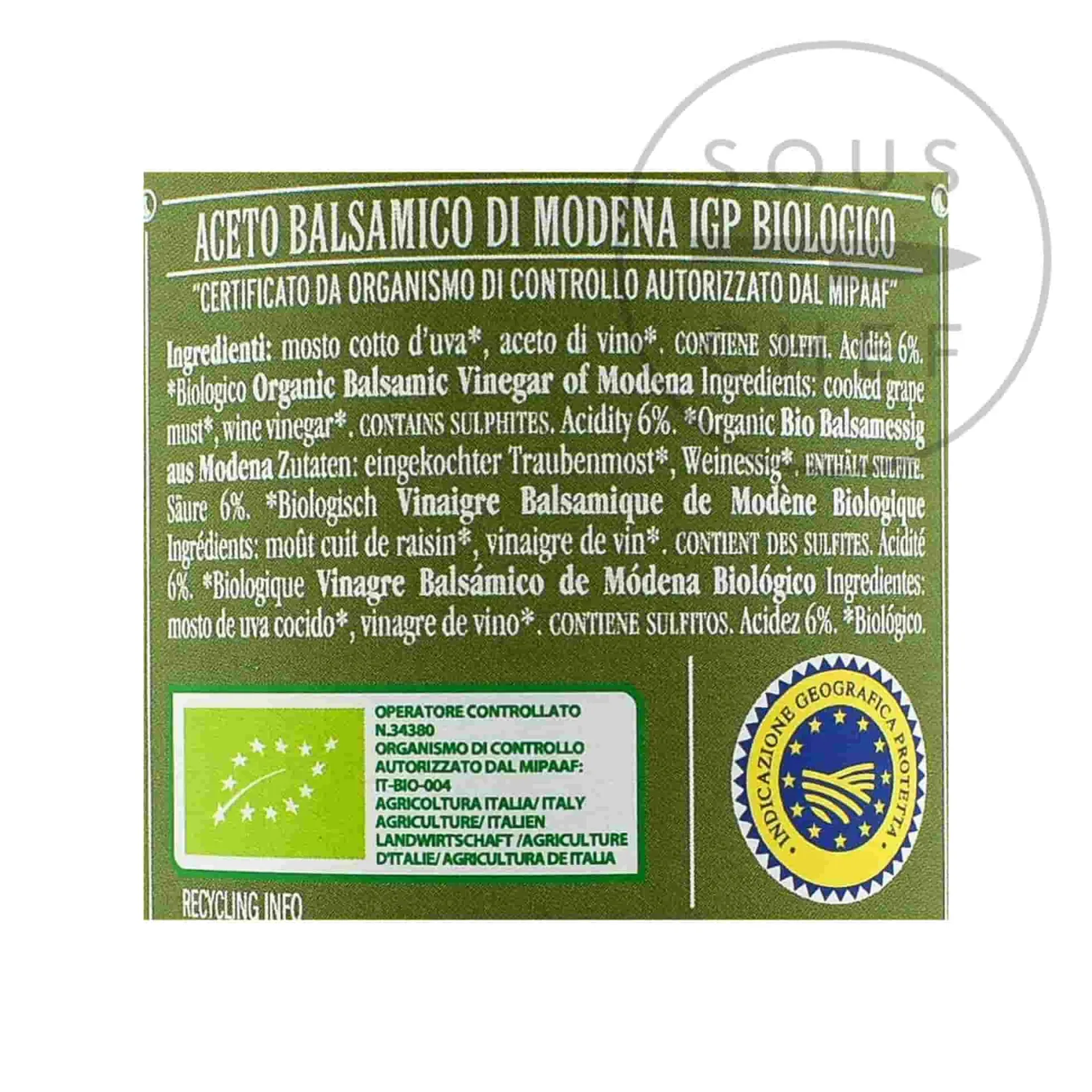 Clearance Giusti Organic 3 Gold Medal Balsamic Vinegar 12 Year Aged, 250ml Ingredients Brands|Italian Ingredients