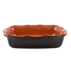 New Glazed Terracotta Wavy Roasting Dish, 35cm Baking Supplies & Equipment