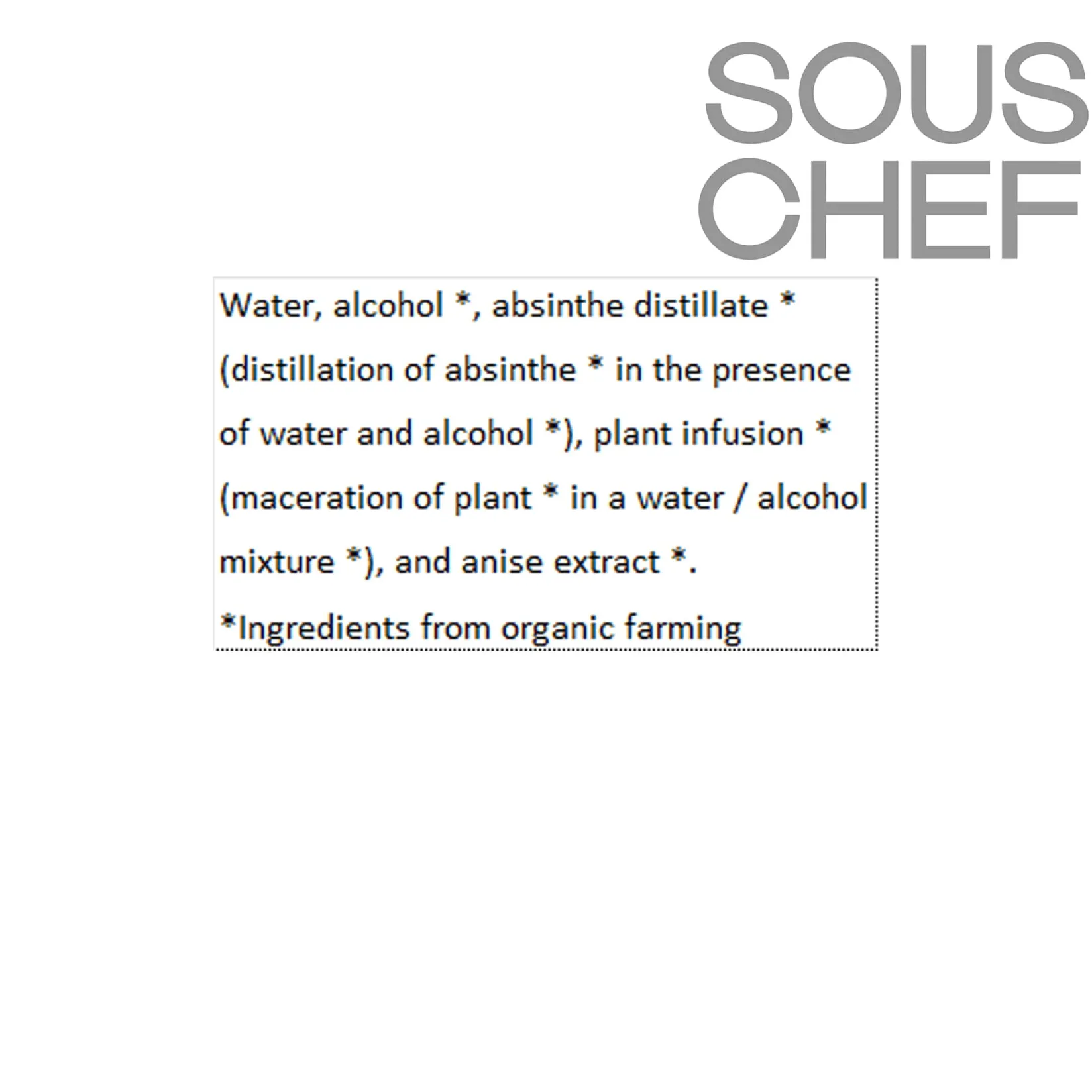 Hot Organic Absinth 55V, 700ml Ingredients Brands|Drinks