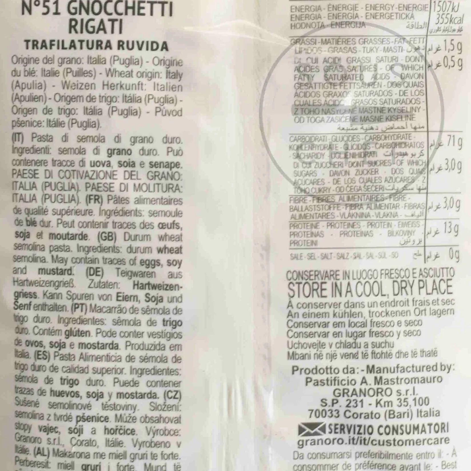 Best Granoro Gnocchetti Sardi, 500g Ingredients Brands|Pasta, Rice & Beans