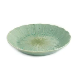 Hot Green Scalloped Japanese Deep Dinner Plate, 22cm Japanese Ingredients|Plates