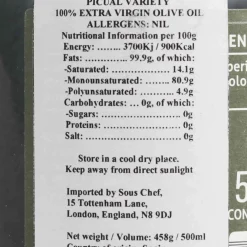 Clearance Hacienda el Palo Premium Picual Extra Virgin Olive Oil Ingredients Brands|Spanish Ingredients