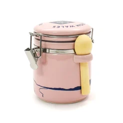 New Halen Mon Pink Llanddwyn Ceramic Jar + 100g Pure White Sea Salt Ingredients Brands|Made In The Uk